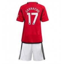 Manchester United Alejandro Garnacho #17 Hjemmedraktsett Barn 2023-24 Kortermet (+ korte bukser)